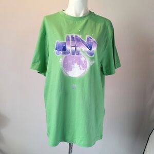 BTS Jin Green Graphic T-Shirt with Purple Moon Design NWT Size Large
